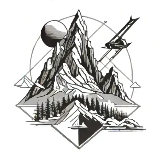 Mountain With Snow And Skis