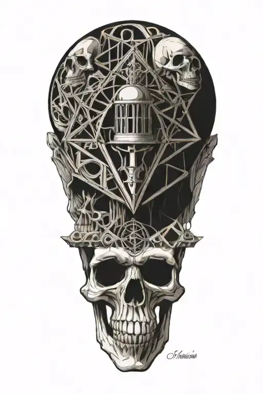 Sand Hourglass Surrounded By Skull
