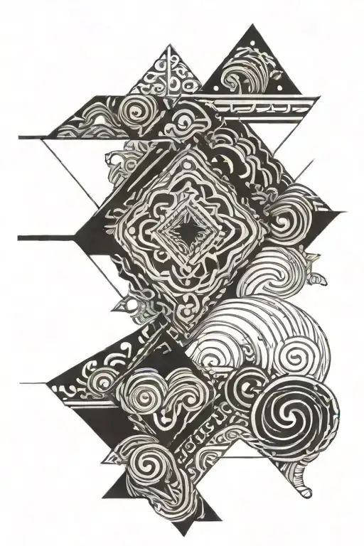 Geometric Filipino Tribal With Ocean Waves