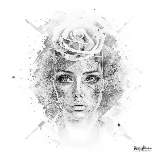 A Realistic Portrait Of The Client's Favorite Painter Surrounded By Watercolor Splashes