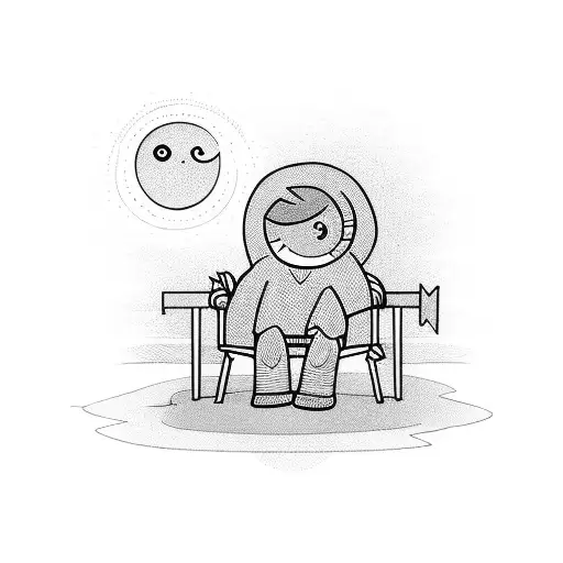 A Child Sitting On A Chair Facing The Sun Waiting For His Mom