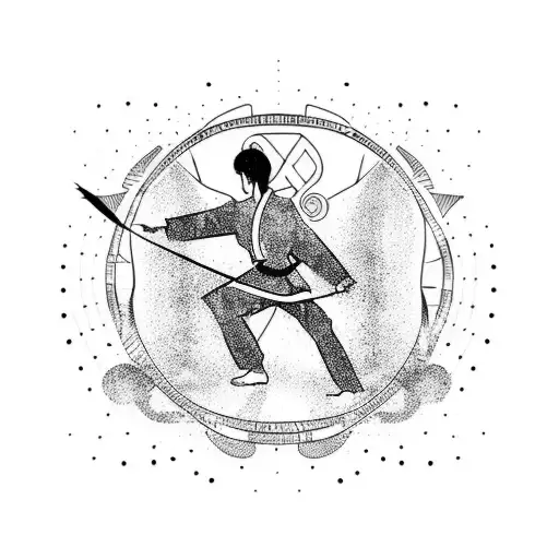 Abstract Silhouette Of A Martial Artist In A Dynamic Pose