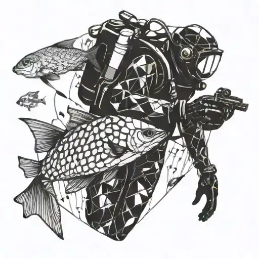 Scuba Diver Surrounded By Fish