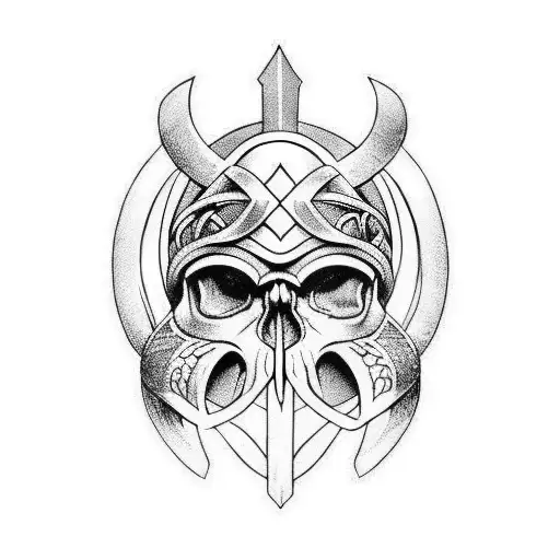 Viking Skull In Helmet