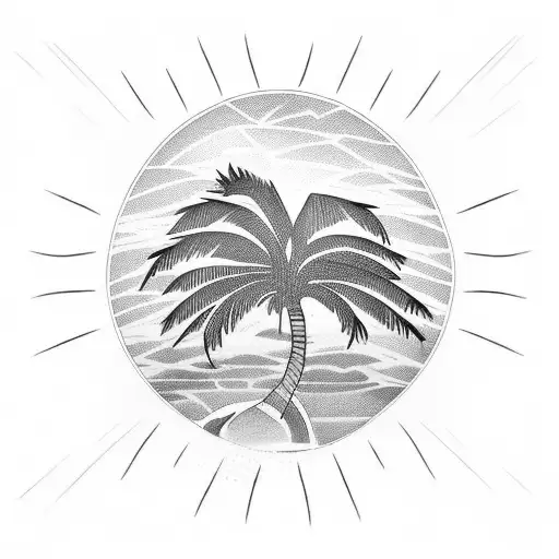 Palm Tree With A Sunset