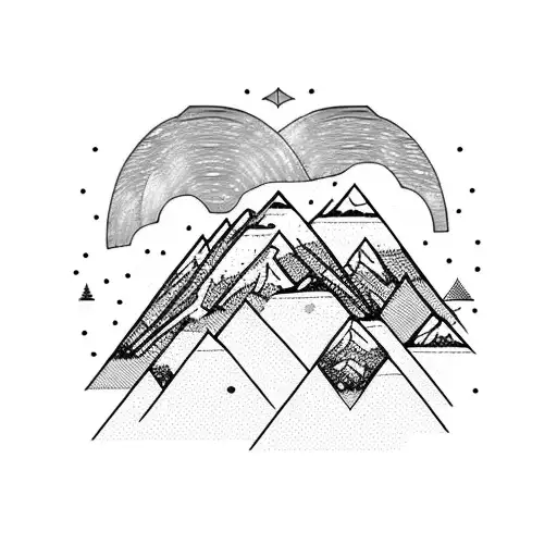 Mountain Alaska Scene With Northern Lights