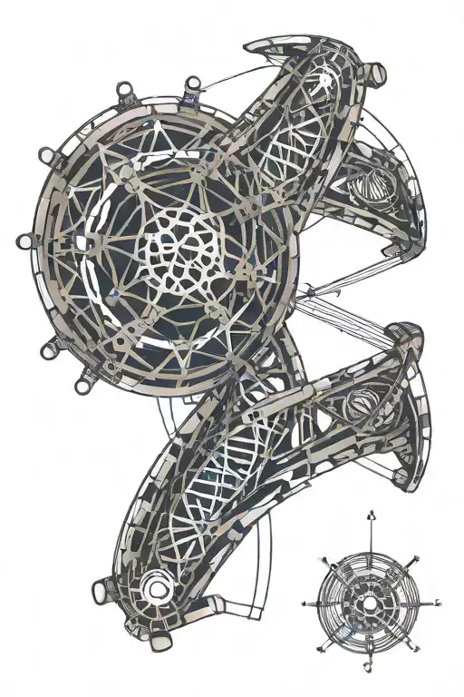 Mechanical Dna Strand With Atom Structure And Gemini Sign