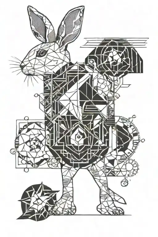 Rabbit And Libra Line Art