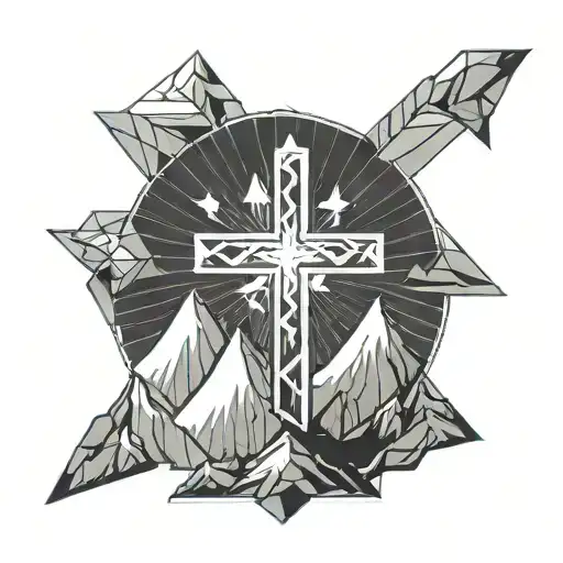 A Cross With Light Shining Off It On A Mountain Peak