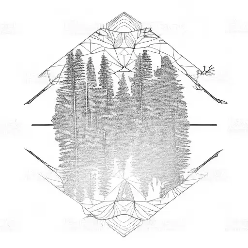 A Forest Scene With Trees Shaped Like Guitars