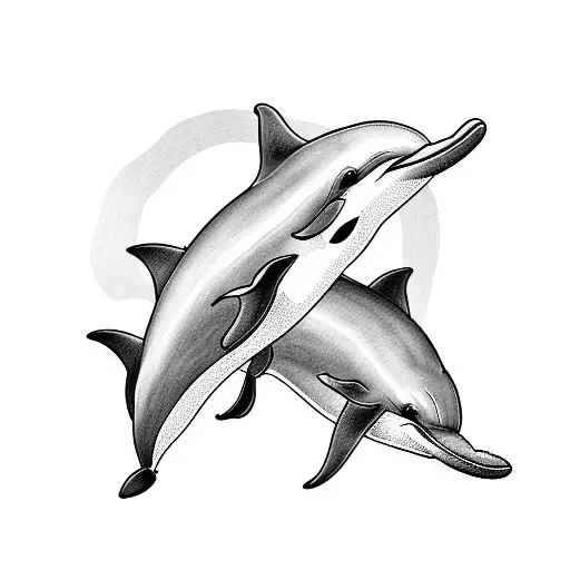 2 Dolphins Forming A Cancer Ribbion
