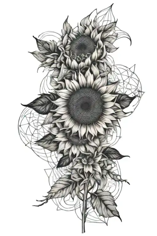 Sunflower With Wind Of Roses Inside