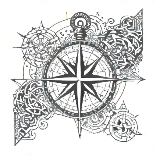Sides Of The World With Compass And Anchor