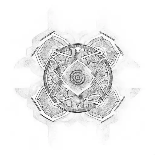 An Aquarius Glyph Symbol Intertwined With Psychedelic Mushrooms