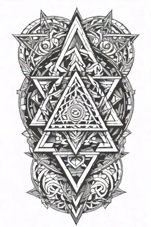 Two Intertwined Triangles Circle Surrounding Them