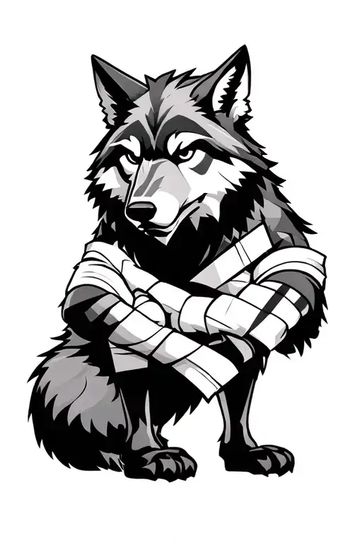 Wolf From Puss'n'boots With Handwraps And Threatening Look