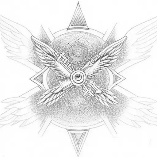 Infinity Cross With Wings On Each Side Of Cross & Beautiful Bright Godly Sunrays Shining I