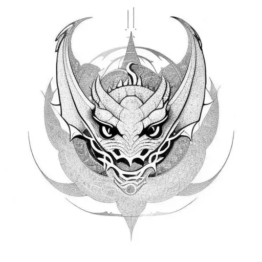 Dragon With Concept Of Universe And Time Inside It