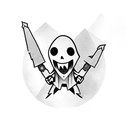 Small Ghost With Weapons For Friends Group