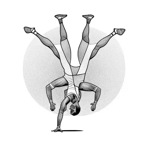 Male Gymnast Doing A Handstand With Straight Legs