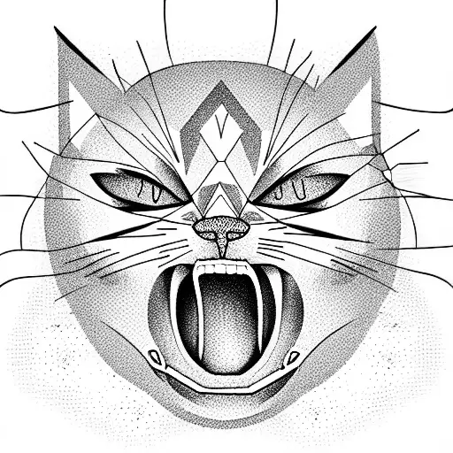 Angry Cat With Open Mouth
