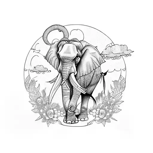 April And Elephant With Doves