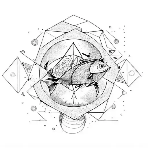 Combine The Elements Of Capricorn And Fish In A Geometric Design