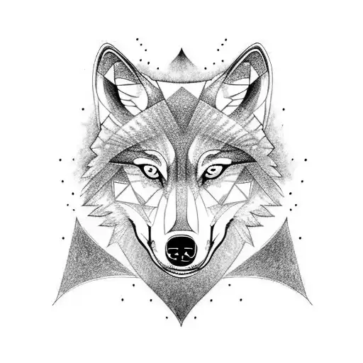 A Wolf With Vigvisir Nortic Symbol