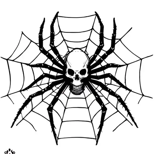 Black Spider With A Skull Body On Web