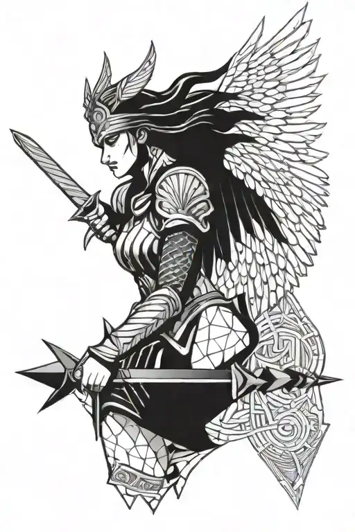 Valkyrie With A Sword And Wings