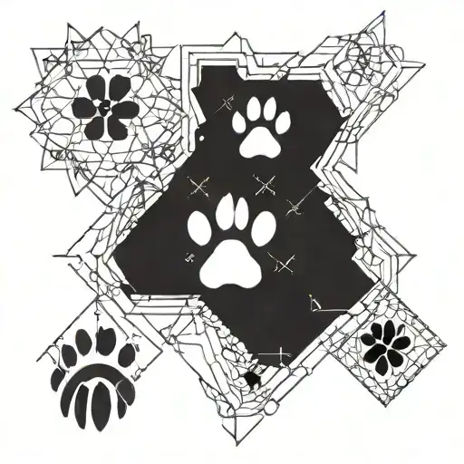 Cat Paw And Baby Footprint