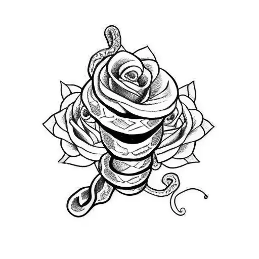 Dagger With Snake And Flowers