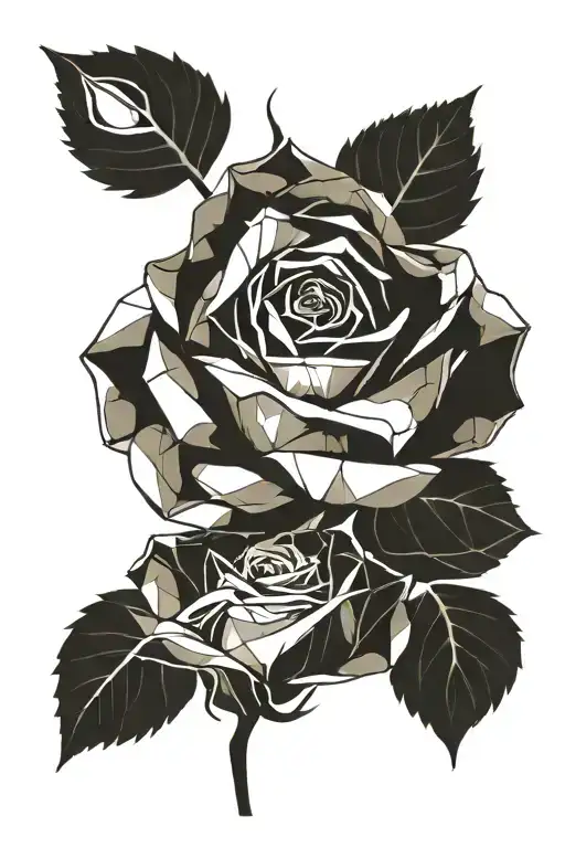 A Watercolor Geometric Rose For Back