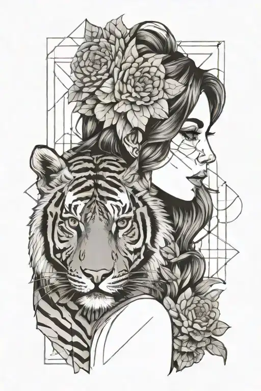 Girl And Tiger With Gerbera