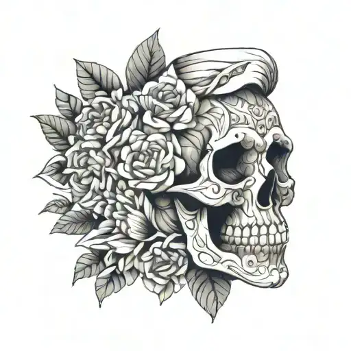 Skull Teacher Holding A Bouquet