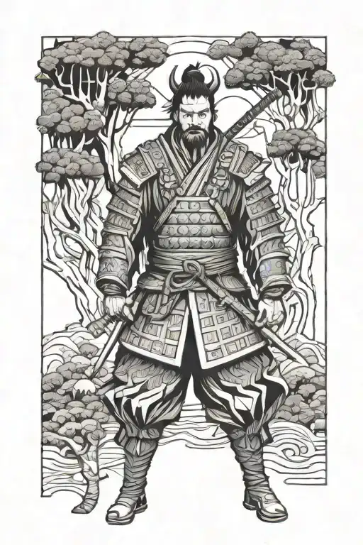 Samurai In The Middle Of The Forest