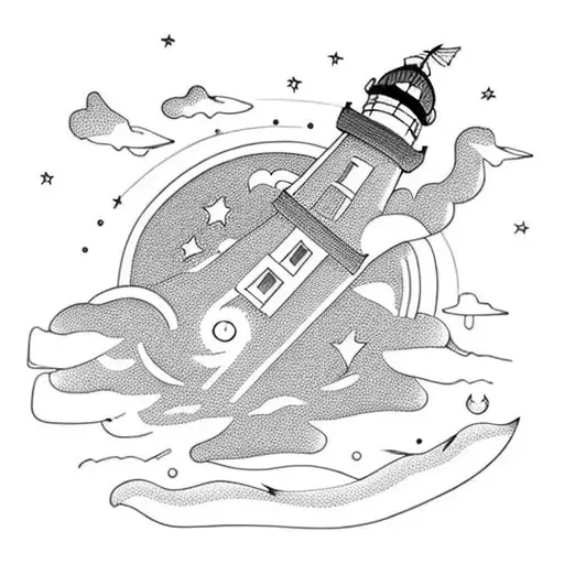 Lighthouse With Moon Background