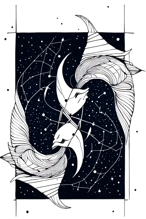 Aries And Pisces Constellation Intertwined
