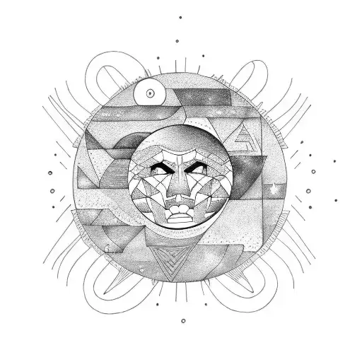 Moon With Trebol And Star