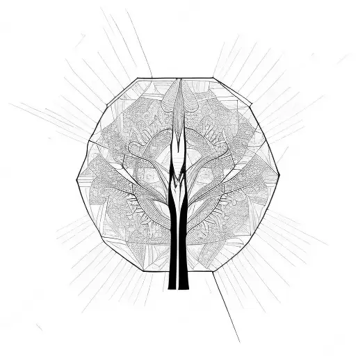 Tree Of Life In Geometric Style On The Left Side Of Chest