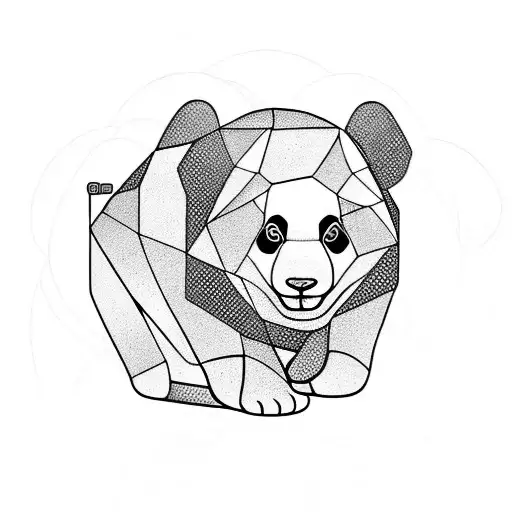 Geometric Panda With Bamboo