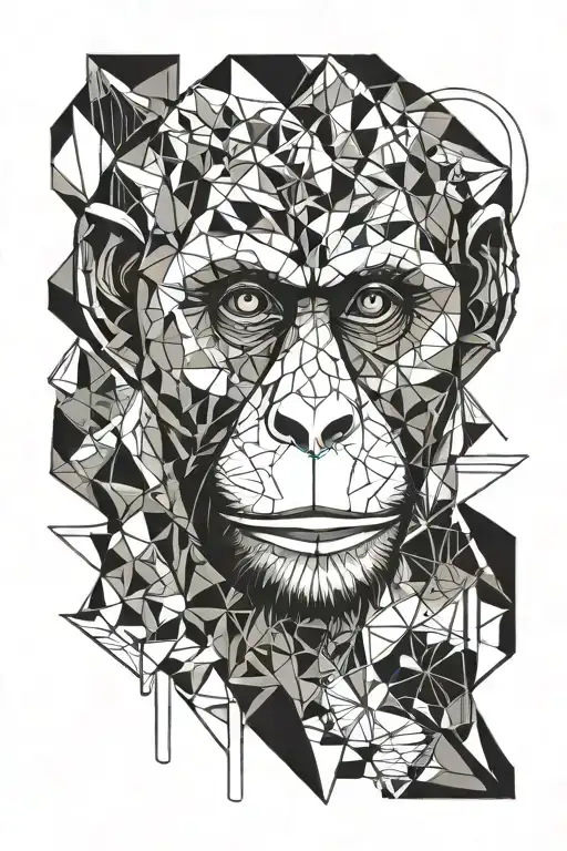 Monkey Face Split With Geometric Lines
