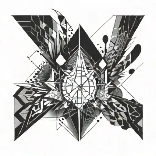 Abstract Full Hand Tattoo With Ait Between