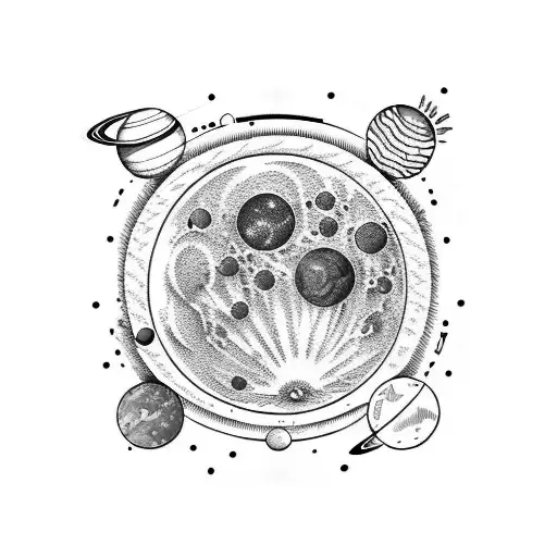 Moon With Solar System