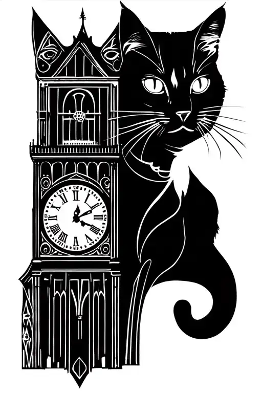Cat And Father Clock Tower