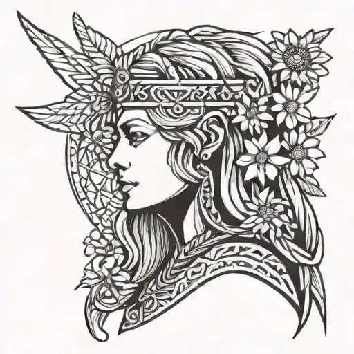 Freya The Goddess With Daisy And Norse Rune For Freya On A Head Band
