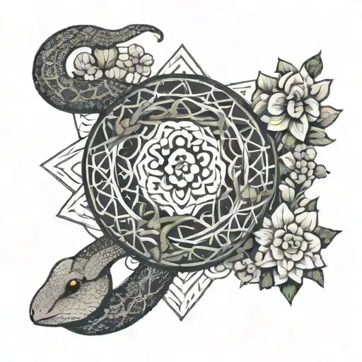 Moon And Snake Lovely With Flower Growing