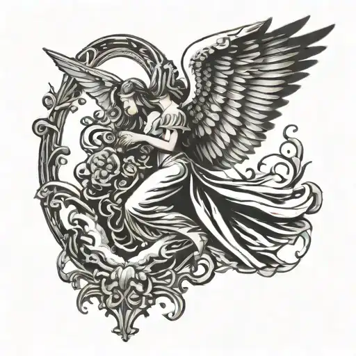 Angel And Dove Flying