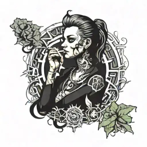 Badass Cyberpunk Girl Smoking Weed