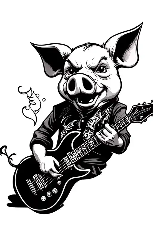 Porky The Pig Playing A Guitar